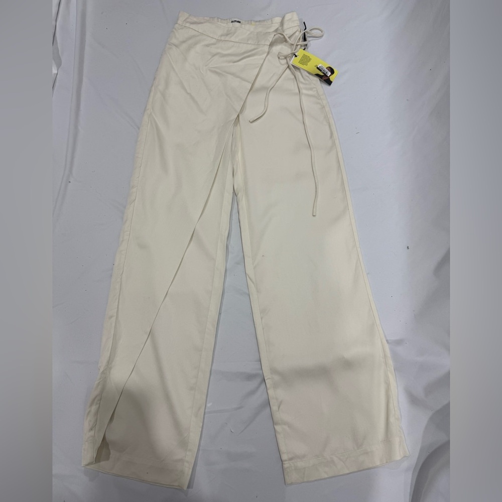 Future Collective x Jenee Naylor Cream Wide Leg Wrap Pants NWT XXS